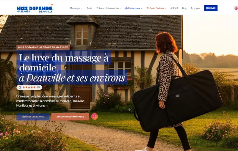 Site miss dopamine massages créé par AA, studio web & conseil